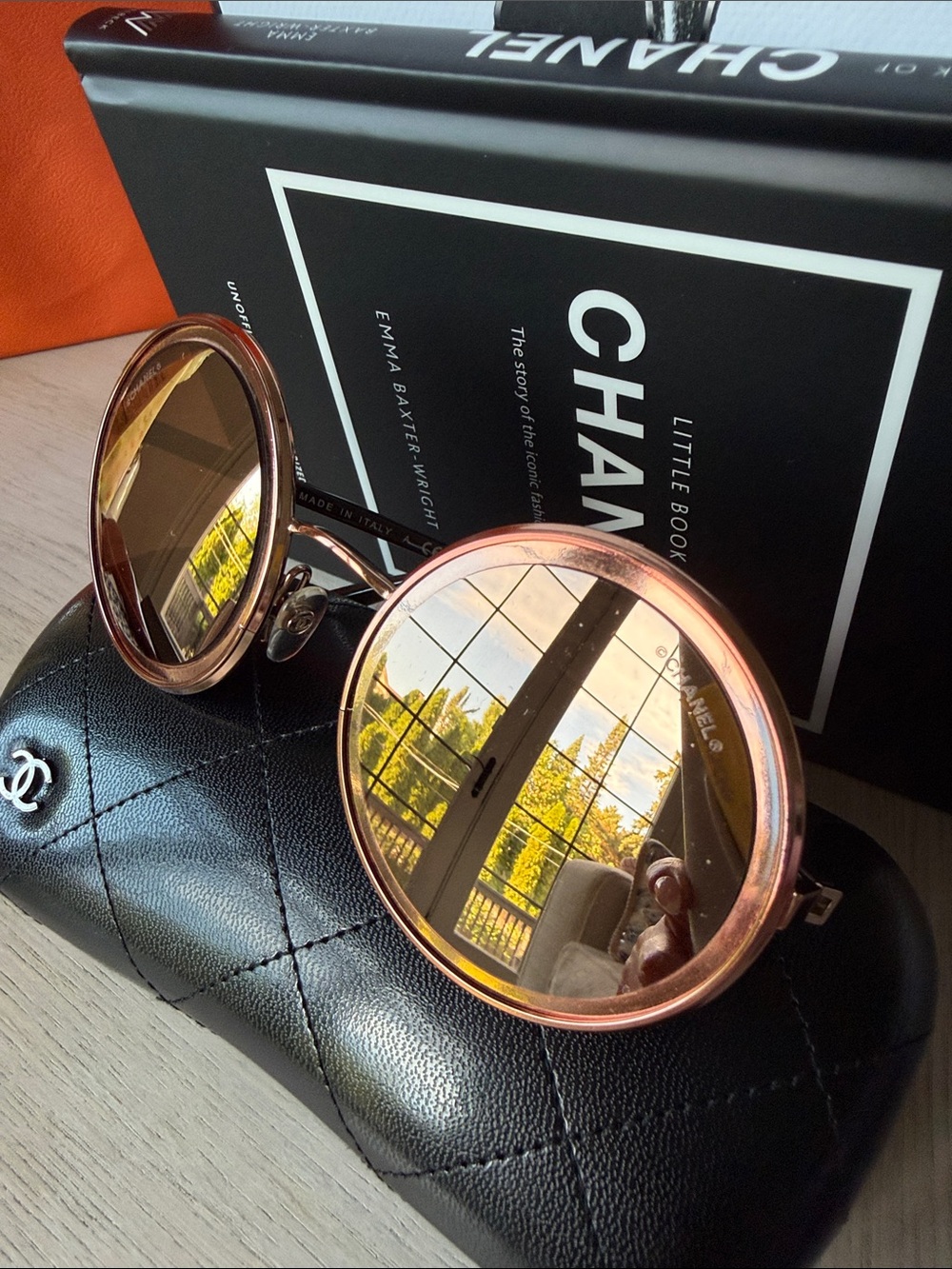 Chanel Round Sunglasses NEW Pink Gold Mirror Full Set Luxury